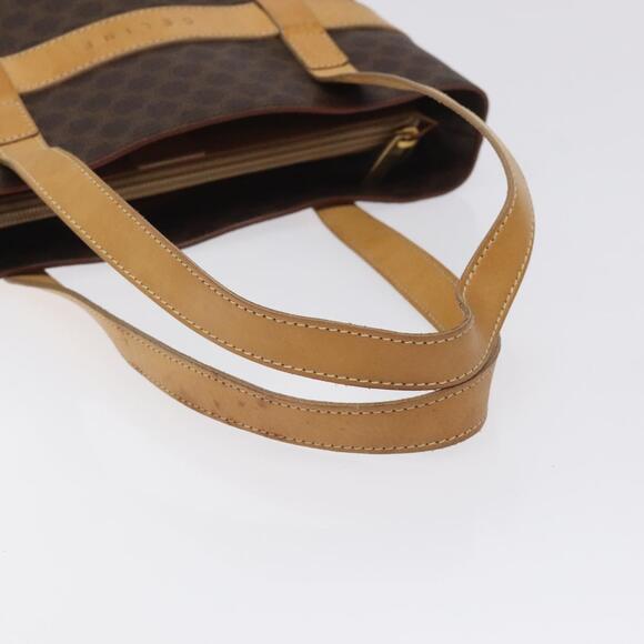 CELINE Macadam Canvas Tote Bag Pvc Leather Brown Gold - Picture 7 of 12